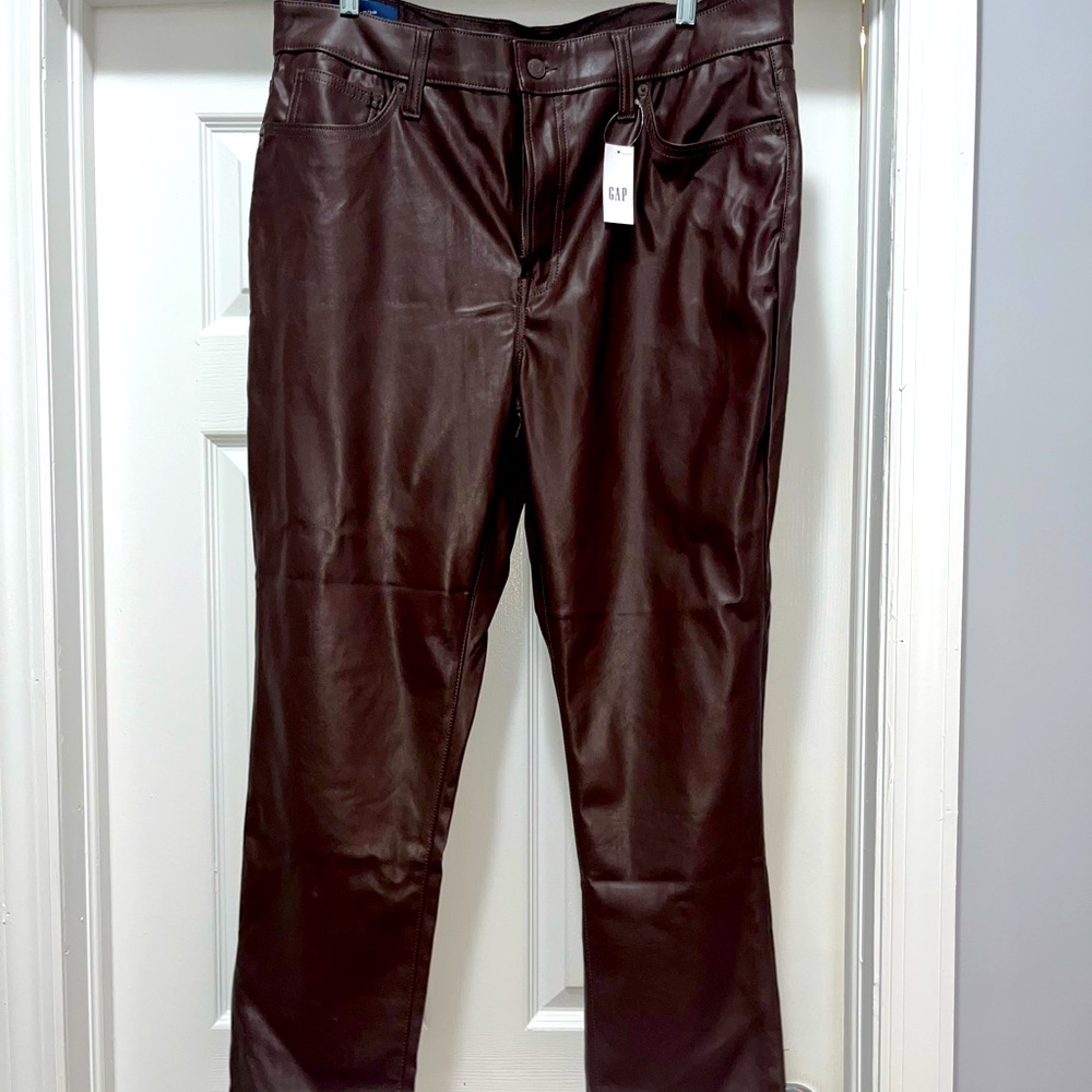 GAP chocolate brown faux leather pants